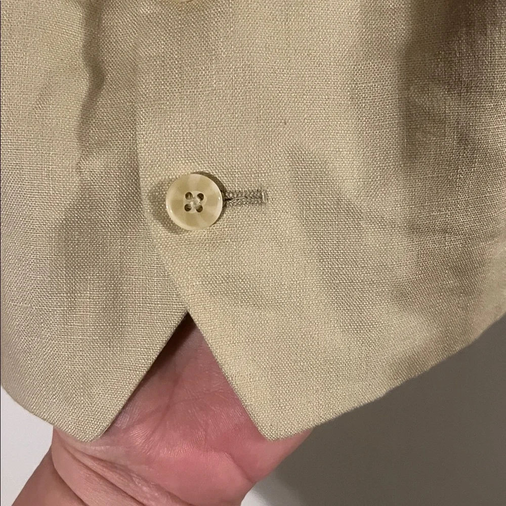 Vintage linen men’s vest. Striped back    Front pockets